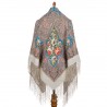RUSSIAN PAVLOVO POSAD SHAWL 135x135cm SCARF ITALIAN 100% WOOL SILK FRINGE 1749-1