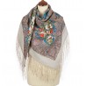 RUSSIAN PAVLOVO POSAD SHAWL 135x135cm SCARF ITALIAN 100% WOOL SILK FRINGE 1749-1