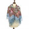 RUSSIAN PAVLOVO POSAD SHAWL 135x135cm SCARF ITALIAN 100% WOOL SILK FRINGE 1629-13