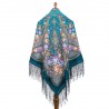 RUSSIAN PAVLOVO POSAD SHAWL 135x135cm SCARF ITALIAN 100% WOOL SILK FRINGE 1639-12