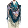 RUSSIAN PAVLOVO POSAD SHAWL 135x135cm SCARF ITALIAN 100% WOOL SILK FRINGE 1639-12
