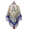 RUSSIAN PAVLOVO POSAD SHAWL 135x135cm SCARF ITALIAN 100%WOOL SILK FRINGE 1739-13
