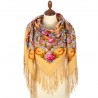 RUSSIAN PAVLOVO POSAD SHAWL 135x135cm SCARF ITALIAN 100%WOOL SILK FRINGE 1739-2
