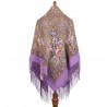RUSSIAN PAVLOVO POSAD SHAWL 135x135cm SCARF ITALIAN 100% WOOL SILK FRINGE 1749-3