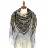 RUSSIAN PAVLOVO POSAD SHAWL 135x135cm SCARF ITALIAN 100%WOOL SILK FRINGE 1763-1