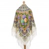 RUSSIAN PAVLOVO POSAD SHAWL 135x135cm SCARF ITALIAN 100%WOOL SILK FRINGE 1770-2