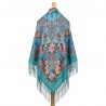 RUSSIAN PAVLOVO POSAD SHAWL 135x135cm SCARF ITALIAN 100%WOOL SILK FRINGE 1773-11