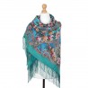 RUSSIAN PAVLOVO POSAD SHAWL 135x135cm SCARF ITALIAN 100%WOOL SILK FRINGE 1773-11