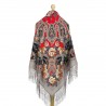 RUSSIAN PAVLOVO POSAD SHAWL 135x135cm SCARF ITALIAN 100%WOOL SILK FRINGE 1773-2