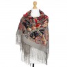 RUSSIAN PAVLOVO POSAD SHAWL 135x135cm SCARF ITALIAN 100%WOOL SILK FRINGE 1773-2