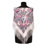 PAVLOVO POSAD RUSSIAN SHAWL 89x89 cm 35x35" 100% Wool Scarf Silk Fringe Wrap 1453-1