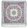 PAVLOVO POSAD RUSSIAN SHAWL 89x89 cm 35x35" 100% Wool Scarf Silk Fringe Wrap 1684-1