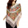 PAVLOVO POSAD RUSSIAN SHAWL 89x89 cm 35x35" 100% Wool Scarf Silk Fringe Wrap 1684-2