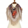 PAVLOVO POSAD RUSSIAN SHAWL 89x89 cm 35x35" 100% Wool Scarf Silk Fringe Wrap 1696-2