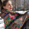 PAVLOVO POSAD RUSSIAN SHAWL 148x148 cm 58x58" 100% Wool Scarf Wrap 1401-18