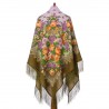 PAVLOVO POSAD RUSSIAN SHAWL 146x146 cm 57x57" 100% Wool Scarf Wrap Silk Fringe 1360-10
