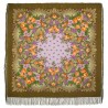PAVLOVO POSAD RUSSIAN SHAWL 146x146 cm 57x57" 100% Wool Scarf Wrap Silk Fringe 1360-10