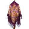 PAVLOVO POSAD RUSSIAN SHAWL 146x146 cm 57x57" 100% Wool Scarf Wrap Silk Fringe 1360-7