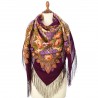 PAVLOVO POSAD RUSSIAN SHAWL 146x146 cm 57x57" 100% Wool Scarf Wrap Silk Fringe 1360-7