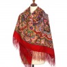 PAVLOVO POSAD RUSSIAN SHAWL 146x146 cm 57x57" 100% Wool Scarf Wrap Silk Fringe 1686-5