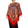 PAVLOVO POSAD RUSSIAN SHAWL 146x146 cm 57x57" 100% Wool Scarf Wrap Silk Fringe 1686-5