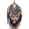 PAVLOVO POSAD RUSSIAN SHAWL 146x146 cm 57x57" 100% Wool Scarf Wrap Silk Fringe 1880-65