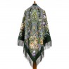 PAVLOVO POSAD RUSSIAN SHAWL 146x146 cm 57x57" 100% Wool Scarf Wrap Silk Fringe 1880-9