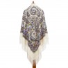 PAVLOVO POSAD RUSSIAN SHAWL 146x146 cm 57x57" 100% Wool Scarf Wrap Silk Fringe 1899-4