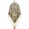 PAVLOVO POSAD RUSSIAN SHAWL 146x146 cm 57x57" 100% Wool Scarf Wrap Silk Fringe 1899-3