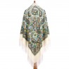 PAVLOVO POSAD RUSSIAN SHAWL 146x146 cm 57x57" 100% Wool Scarf Wrap Silk Fringe 1899-2