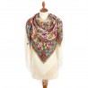 PAVLOVO POSAD RUSSIAN SHAWL 146x146 cm 57x57" 100% Wool Scarf Wrap Silk Fringe 1899-1