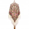 PAVLOVO POSAD RUSSIAN SHAWL 146x146 cm 57x57" 100% Wool Scarf Wrap Silk Fringe 1899-1