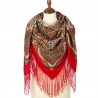 RUSSIAN PAVLOVO POSAD SHAWL 135x135cm SCARF ITALIAN 100%WOOL SILK FRINGE 1763-5