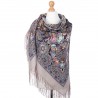 RUSSIAN PAVLOVO POSAD SHAWL 135x135cm SCARF ITALIAN 100%WOOL SILK FRINGE 1769-2