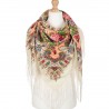 RUSSIAN PAVLOVO POSAD SHAWL 135x135cm SCARF ITALIAN 100%WOOL SILK FRINGE 1770-1