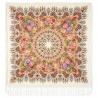 RUSSIAN PAVLOVO POSAD SHAWL 135x135cm SCARF ITALIAN 100%WOOL SILK FRINGE 1770-1