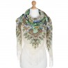 RUSSIAN PAVLOVO POSAD SHAWL 135x135cm SCARF ITALIAN 100%WOOL SILK FRINGE 1770-3