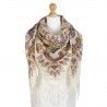 RUSSIAN PAVLOVO POSAD SHAWL 135x135cm SCARF ITALIAN 100%WOOL SILK FRINGE 1770-4