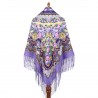 RUSSIAN PAVLOVO POSAD SHAWL 135x135cm SCARF ITALIAN 100% WOOL SILK FRINGE 1779-15