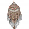 RUSSIAN PAVLOVO POSAD SHAWL 135x135cm SCARF ITALIAN 100% WOOL SILK FRINGE 1783-1