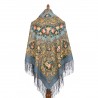 RUSSIAN PAVLOVO POSAD SHAWL 135x135cm SCARF ITALIAN 100% WOOL SILK FRINGE 1783-10