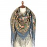 RUSSIAN PAVLOVO POSAD SHAWL 135x135cm SCARF ITALIAN 100% WOOL SILK FRINGE 1783-10