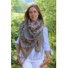 RUSSIAN PAVLOVO POSAD SHAWL 135x135cm SCARF ITALIAN 100% WOOL SILK FRINGE 1783-2
