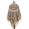 RUSSIAN PAVLOVO POSAD SHAWL 135x135cm SCARF ITALIAN 100% WOOL SILK FRINGE 1783-2