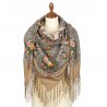 RUSSIAN PAVLOVO POSAD SHAWL 135x135cm SCARF ITALIAN 100% WOOL SILK FRINGE 1783-2