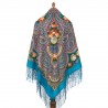 RUSSIAN PAVLOVO POSAD SHAWL 135x135cm SCARF ITALIAN 100% WOOL SILK FRINGE 1799-11