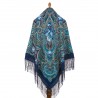 RUSSIAN PAVLOVO POSAD SHAWL 135x135cm SCARF ITALIAN 100% WOOL SILK FRINGE 1799-14