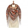 RUSSIAN PAVLOVO POSAD SHAWL 135x135cm SCARF ITALIAN 100% WOOL SILK FRINGE 1801-2