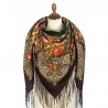 RUSSIAN PAVLOVO POSAD SHAWL 135x135cm SCARF ITALIAN 100% WOOL SILK FRINGE 1801-17