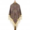 RUSSIAN PAVLOVO POSAD SHAWL 135x135cm SCARF ITALIAN 100%WOOL SILK FRINGE 1883-2